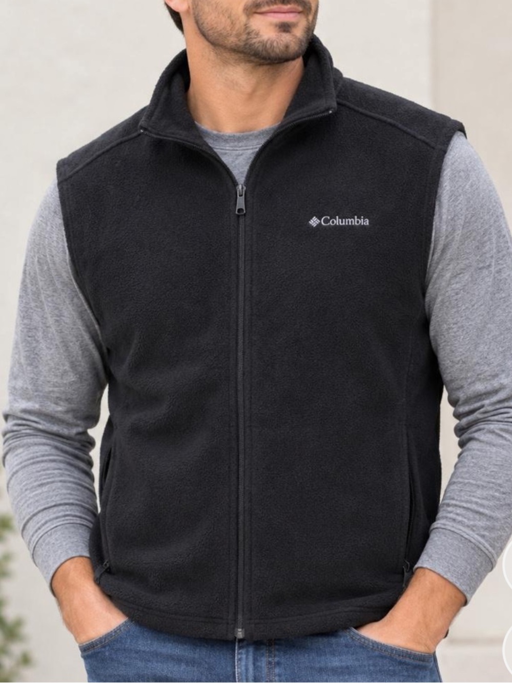 Columbia Men's dark gray Fleece Vest - Full-Zip x